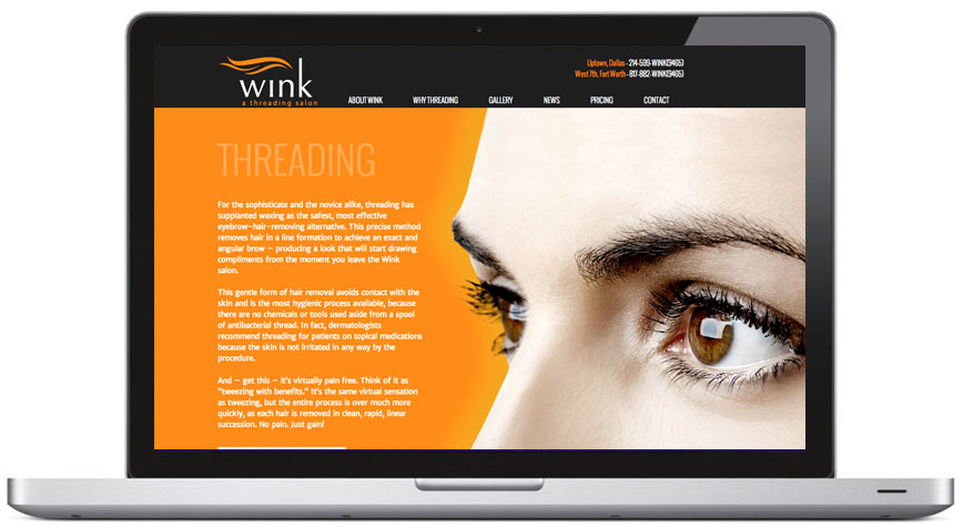 Wink Threading Salon laptop view